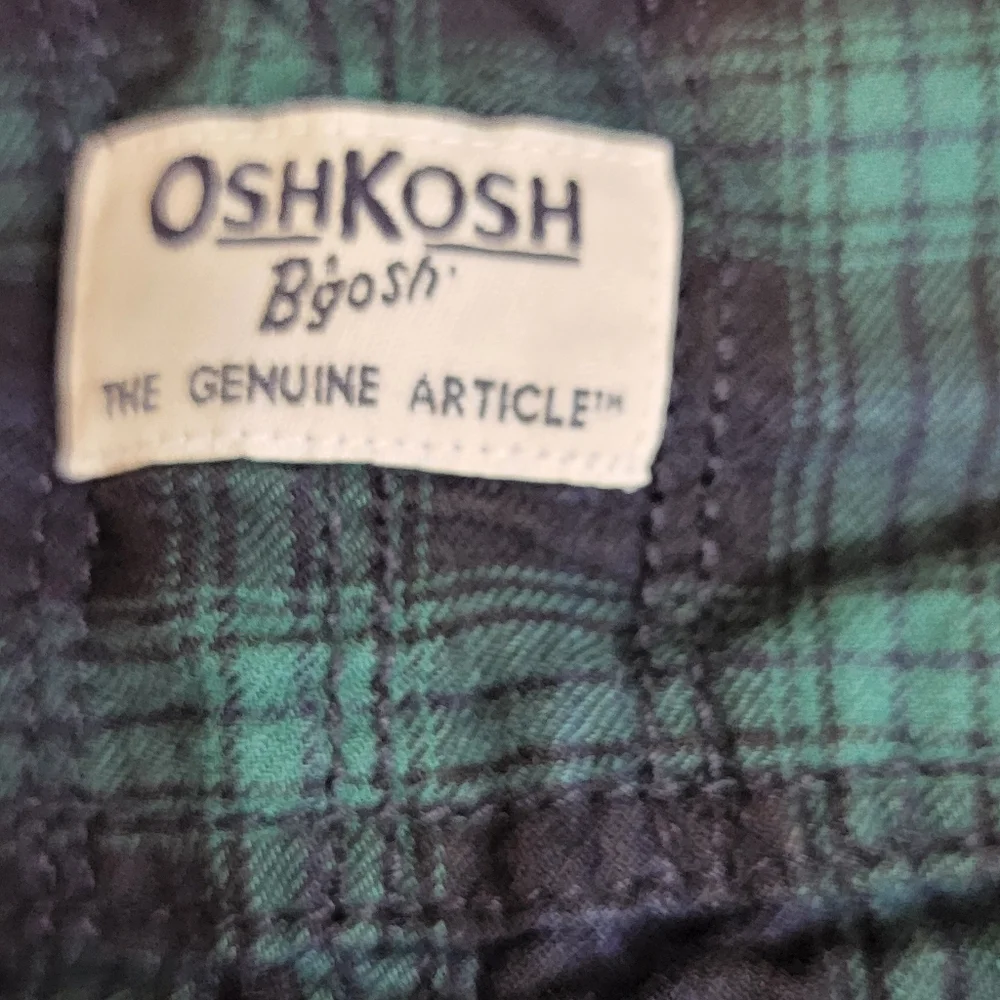 Oshkosh B'gosh Green Plaid Coverall Dress Cottagecore Cabincore Baby Dress 12m‎